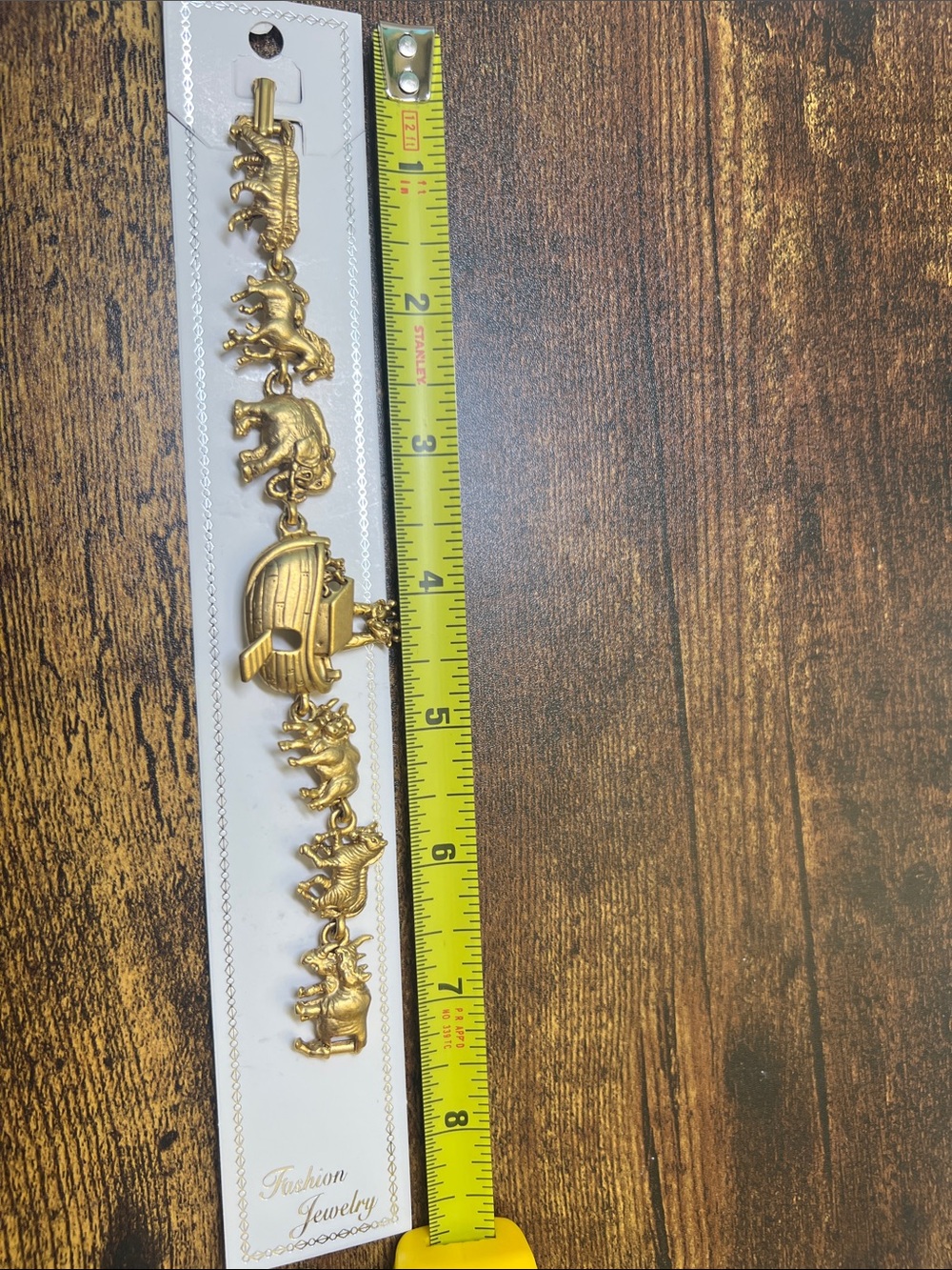 Gold Tone Noah's Ark Animal Charm Bracelet